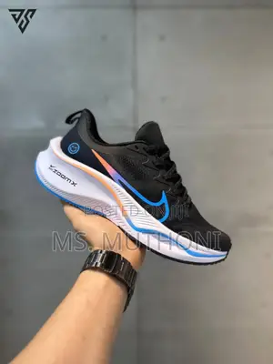Nike Zoomx "Smiley" Running Shoe in Black With Blue and Orange Accents