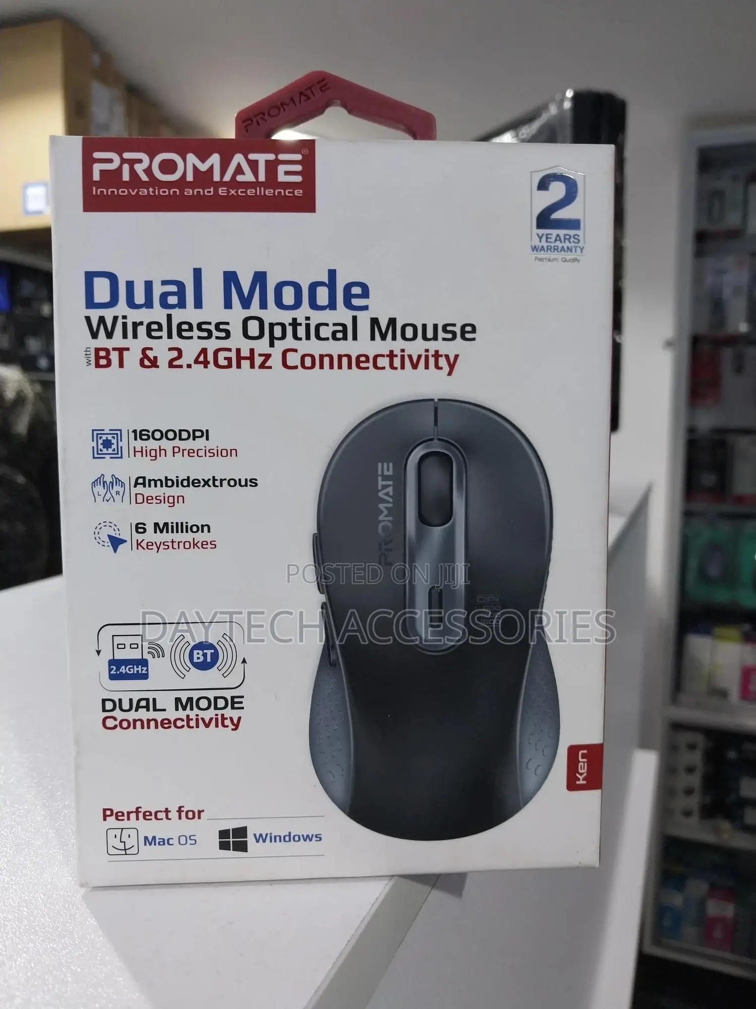 Promate Ken Wireless Mouse; Dual Mode Optical Mouse