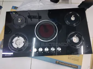 Bolesi Hob 4gas and 1 Electric Tempered Glass,1 Wok