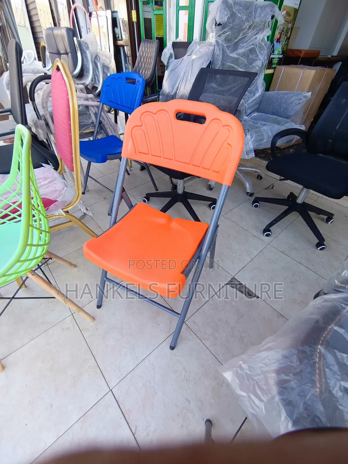 Orange Foldable Plastic Chair