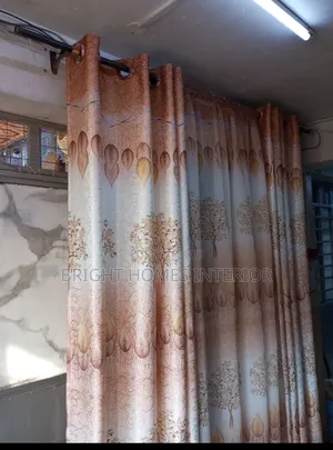 Brown Floral Curtain With Matching Sheer