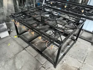 Mild Steel 6 Burner Gas Cooker – Commercial Use, Strong Burners,