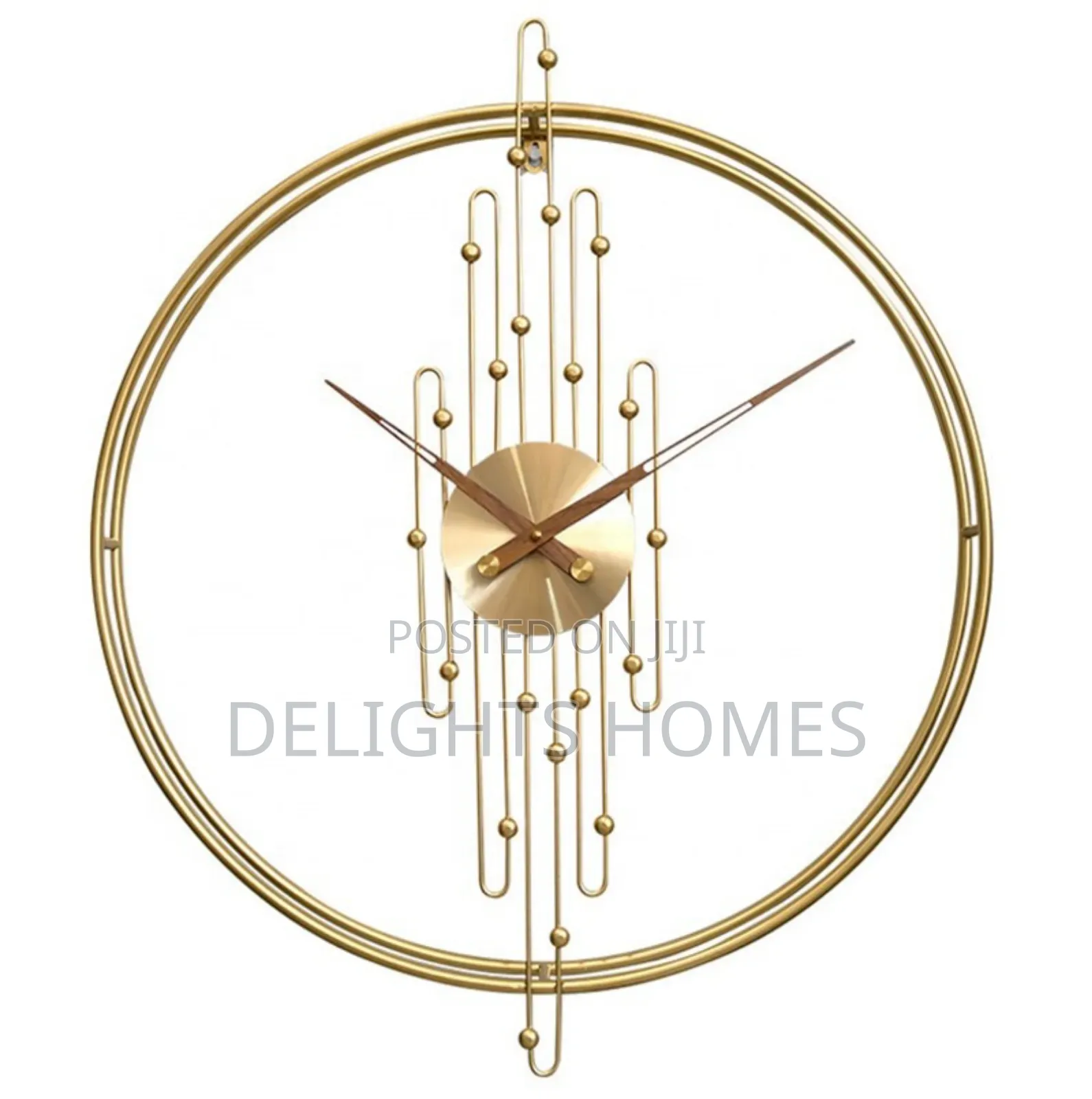 Double-Circle Gold Metal Wall Clock_sb