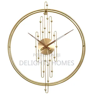 Double-Circle Gold Metal Wall Clock_sb