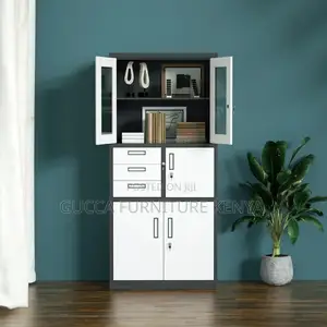 2-Door Gray Half Glass Document Safe Cabinet