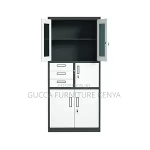 2-Door Gray Half Glass Document Safe Cabinet