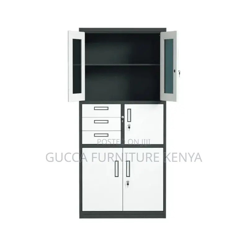2-Door Gray Half Glass Document Safe Cabinet