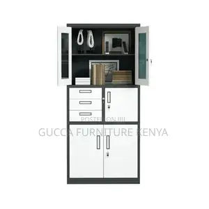 2-Door Gray Half Glass Document Safe Cabinet