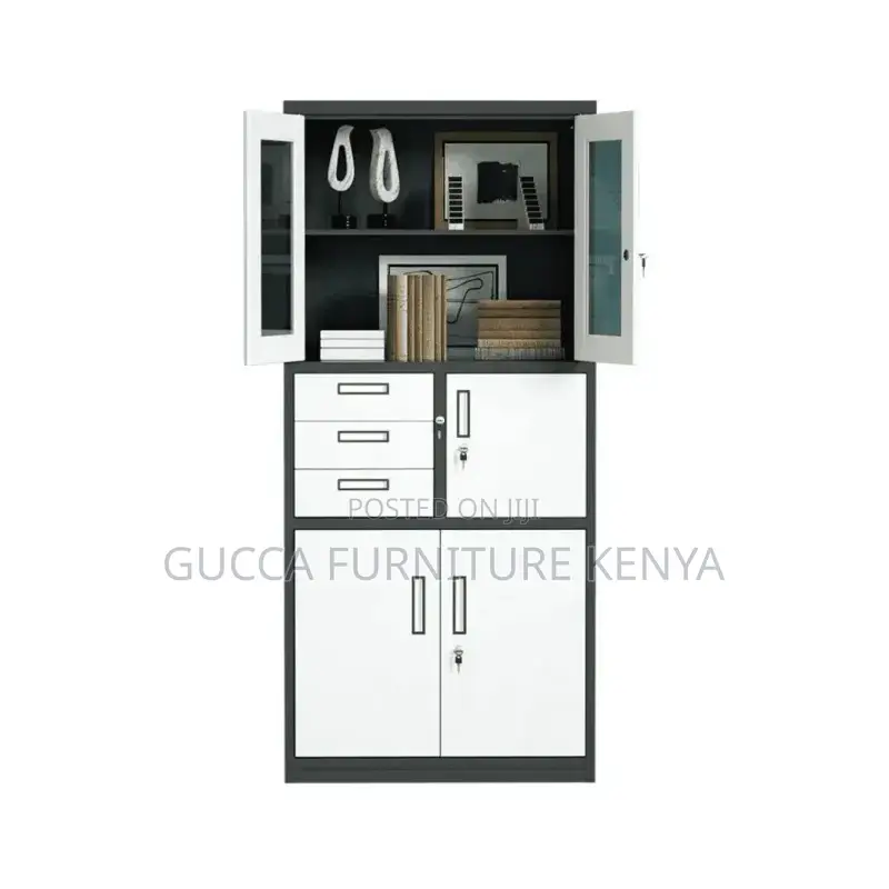 2-Door Gray Half Glass Document Safe Cabinet