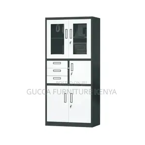 2-Door Gray Half Glass Document Safe Cabinet