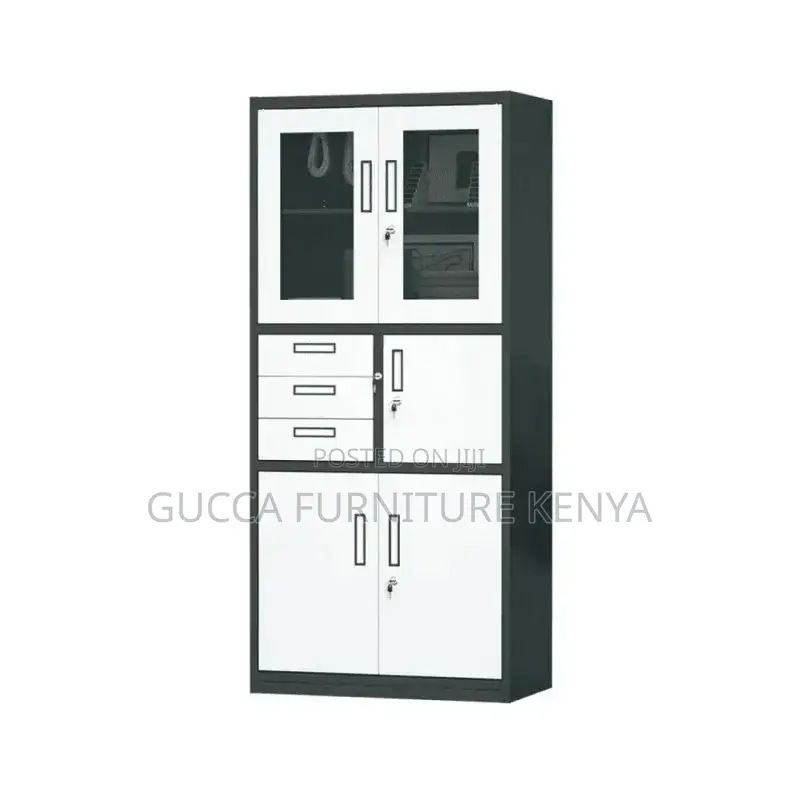 2-Door Gray Half Glass Document Safe Cabinet