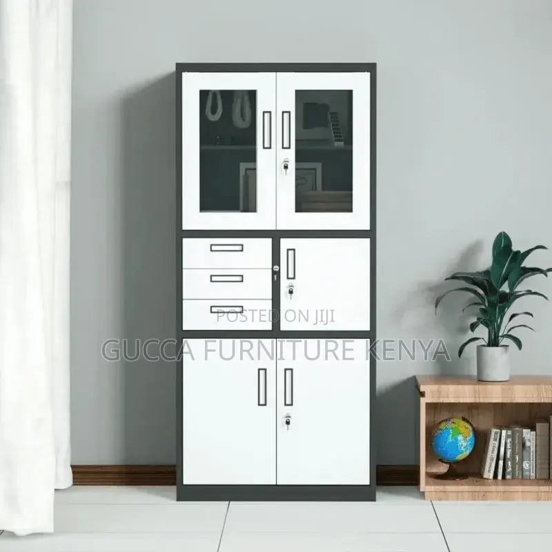 2-Door Gray Half Glass Document Safe Cabinet