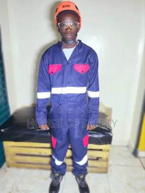 Navy Blue and Red Pockets Overalls