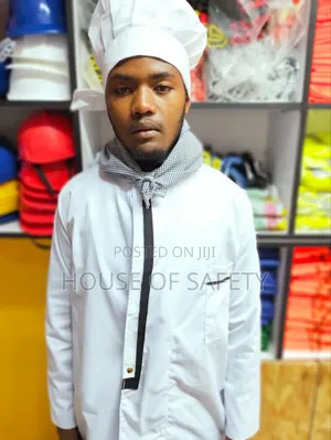 White Chef Jackets With a Front Black Stripes