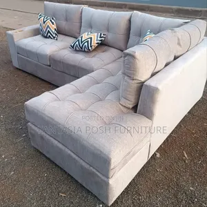 5 Seater Modern Grey L-Shaped Sofa - Free Delivery