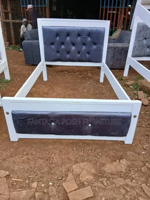 4x6 White Bed Frame With Tufted Panels