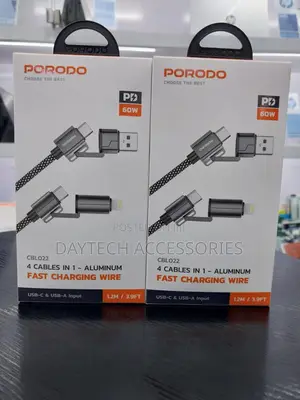 Porodo 4-in-1 Fast Charging Cable Usb-C Usb-a to Type-C Lightning