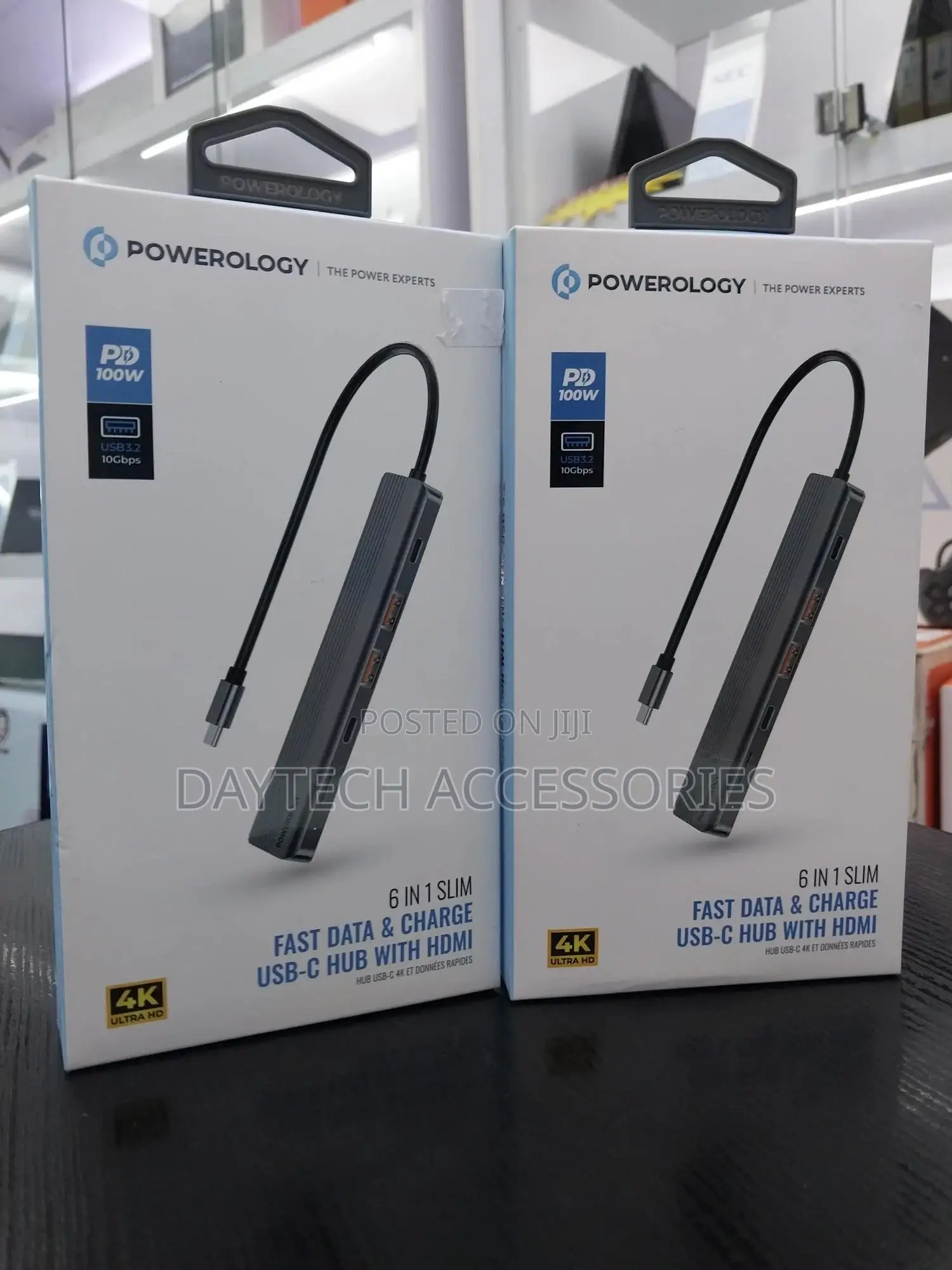 Powerology 6in1 Slim Hdmi Usb-C Hub 10gbps Data Transfer