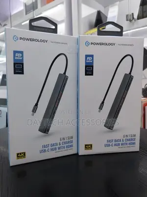 Powerology 6in1 Slim Hdmi Usb-C Hub 10gbps Data Transfer
