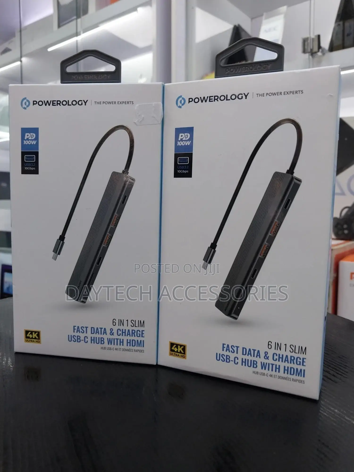 Powerology 6in1 Slim Hdmi Usb-C Hub 10gbps Data Transfer