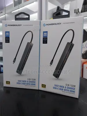 Powerology 6in1 Slim Hdmi Usb-C Hub 10gbps Data Transfer