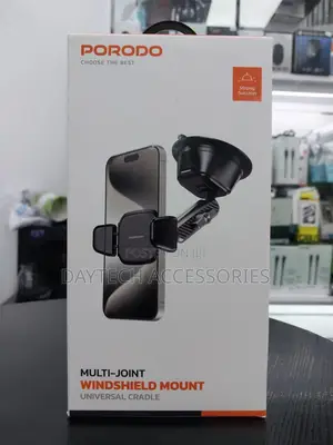 Porodo Cradle Suction Cup Non-Gel Pad Phone Mount - Black