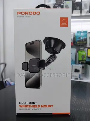 Porodo Multi-Joint Windshield Mount Universal Cradle Phone Mount.