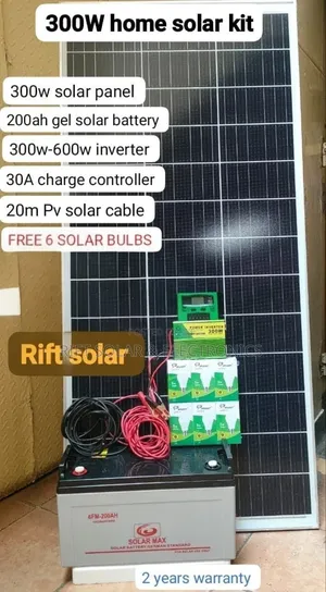 Home Package 300 Watts Full Solar Kit - 200ah Battery - 600w Inverter