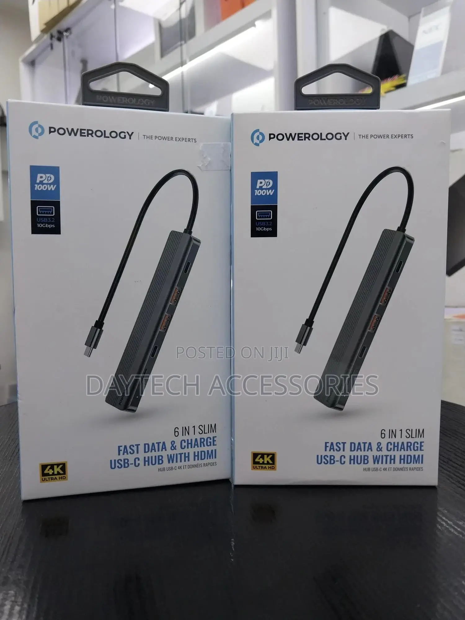 Powerology 6in1 Slim Hdmi Usb-C Hub 10gbps Data Transfer