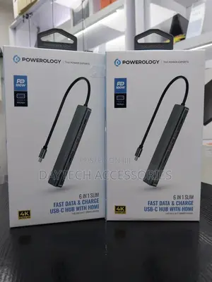 Powerology 6in1 Slim Hdmi Usb-C Hub 10gbps Data Transfer