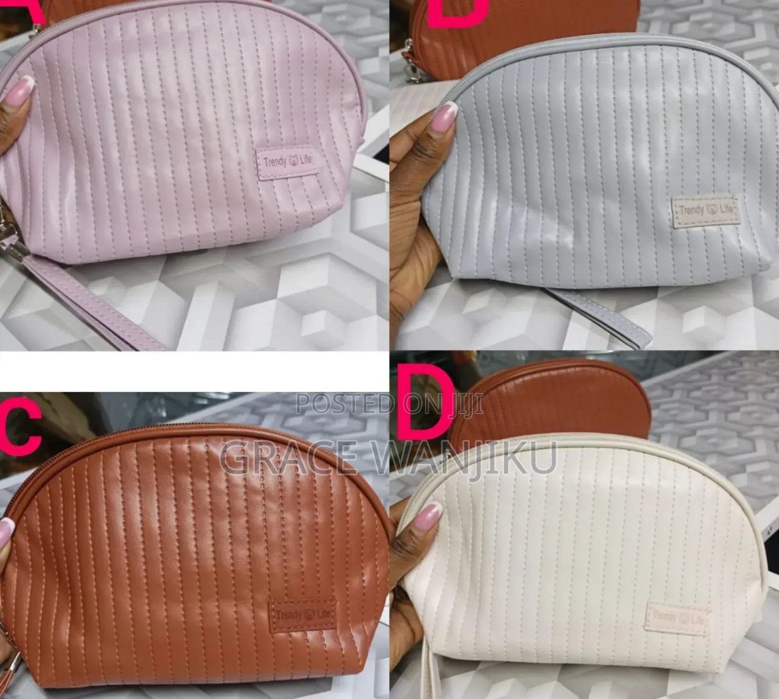 *Portable Makeup Bag, Waterproof Leather Pouch