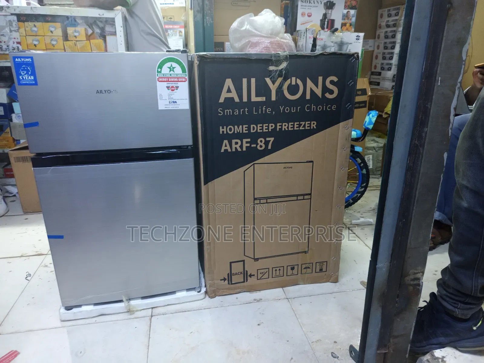 Ailyons 90 Litres Double Door Refrigerator, Dark Silver 