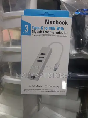 Type C to Hub 3 Ports Gigabit Ethernet Adapter