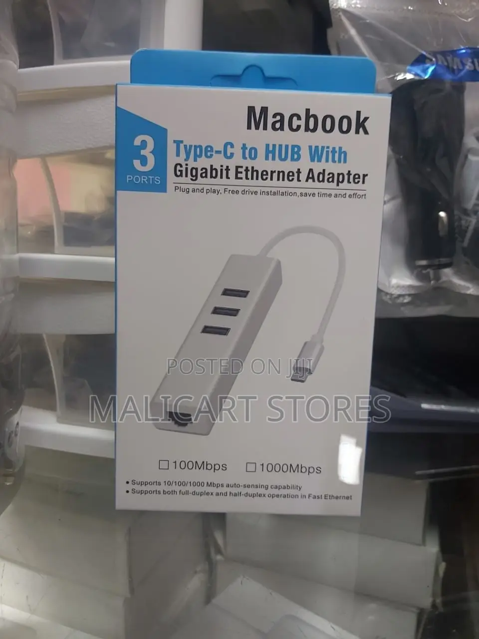 Type C to Hub 3 Ports Gigabit Ethernet Adapter