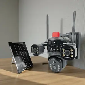 4g Multiple Lens Solar Camera With Light Alarm Siren and Hd Quality
