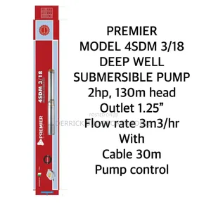 Premier 4sdm Deep Well Submersible Pump 2hp 130m