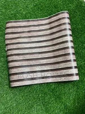 Brown Flutted Damage Freee Self Adhesive Wallpapers