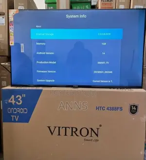 Vitron 43" Frameless Smart Android Tv With Bluetooth *Htc43fs*
