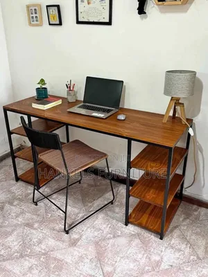 Strong Metal Study Desk With Side Shelves