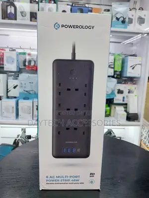 Powerology 6 Ac Multi-Port Power Strip 48w With Surge Protection