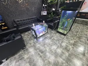 Futuristic Glass-Top Coffee Table Aquarium–Fish Included, Stress Free