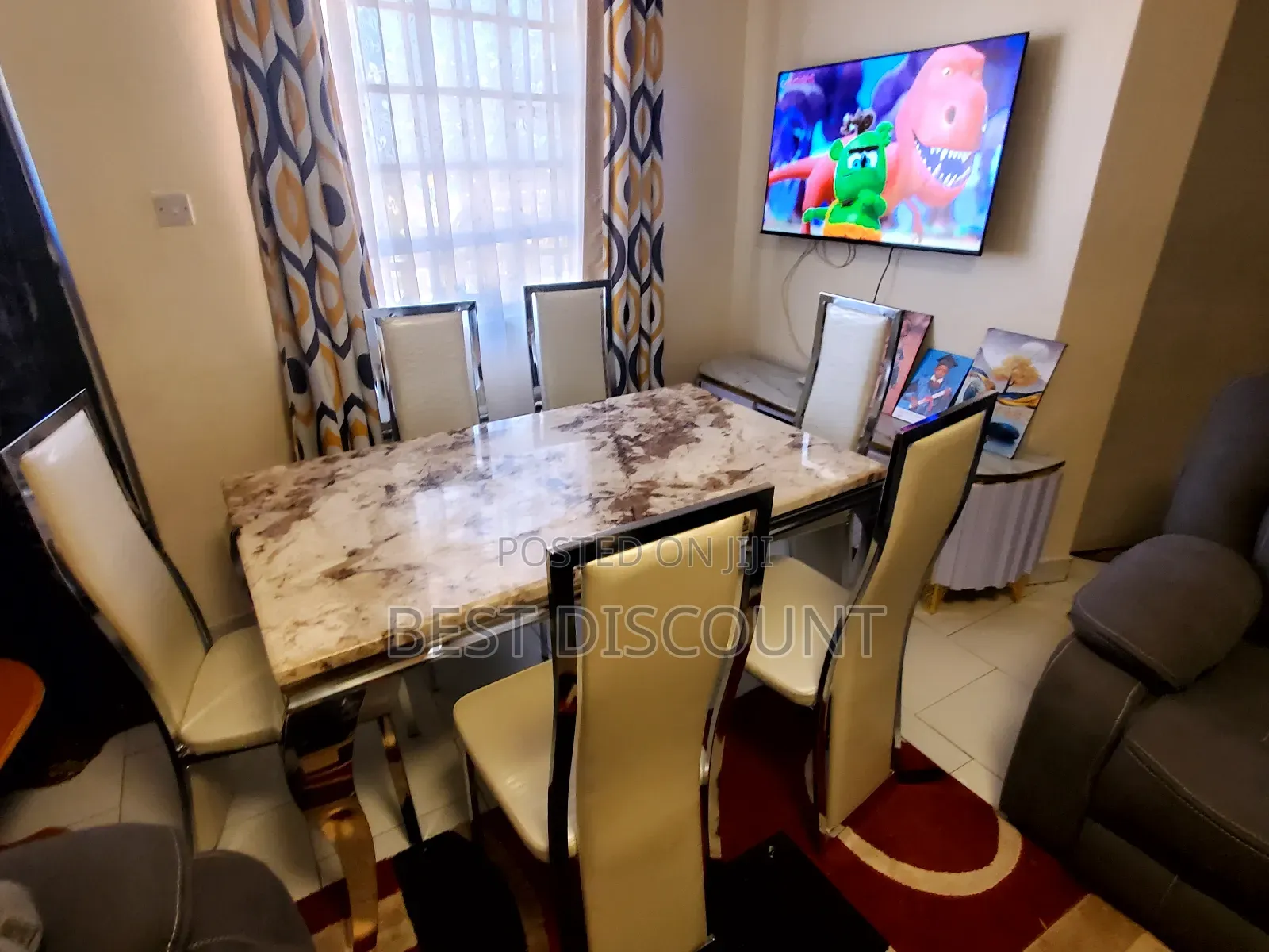 Dining Table, Marble Top 6 - Seater
