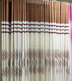 Cream Mixed With Brown Patten Sitting Room Curtain Design
