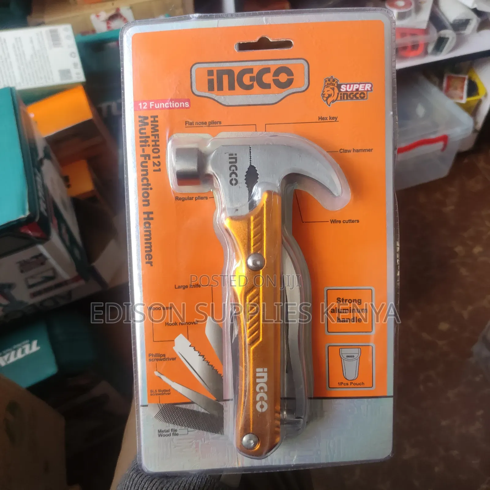Ingco Multi-Function Hammer Multi Tool Pliers Utility Knife Hex Keys