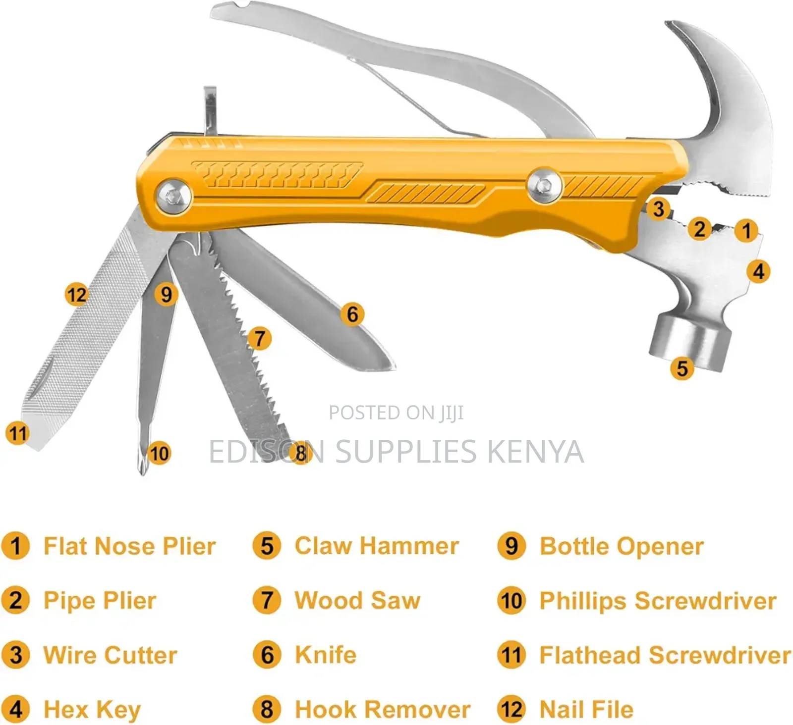 Ingco Multi-Function Hammer Multi Tool Pliers Utility Knife Hex Keys