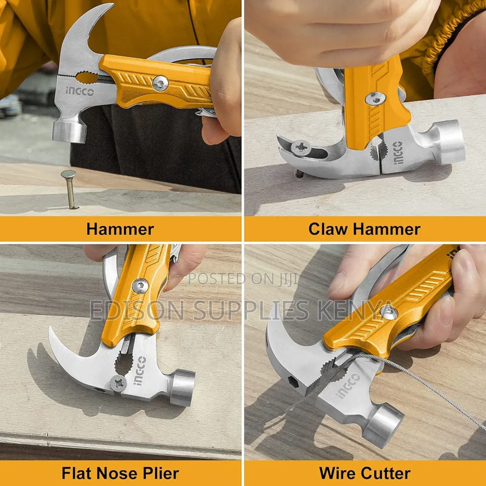 Ingco Multi-Function Hammer Multi Tool Pliers Utility Knife Hex Keys