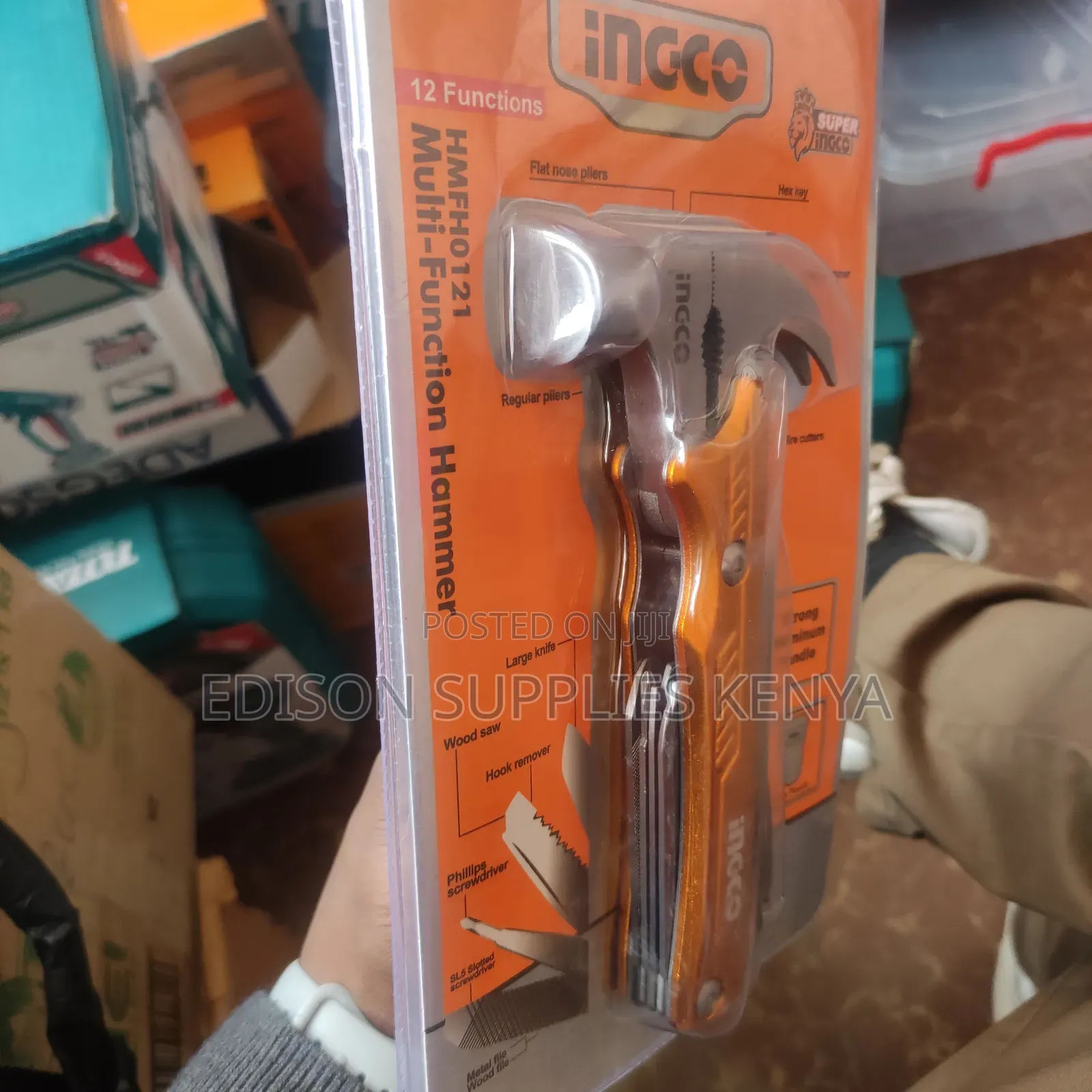 Ingco Multi-Function Hammer Multi Tool Pliers Utility Knife Hex Keys