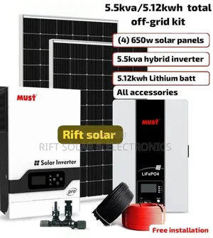 Must 5.5kva Hybrid Inverter - 5.12kwh Lithium Batteries Total Off-Grid
