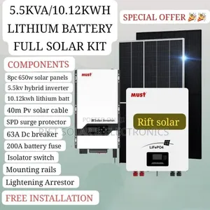 5.5kva Hybrid Inverter -10.26kwh Lithium Battery Total Off-Grid Packag