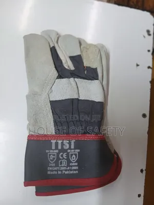 Ttst Short Black And Grey Leather Gloves